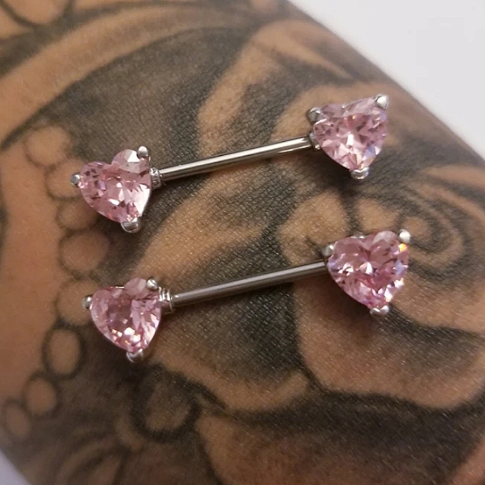 Pink cubic nipple rings